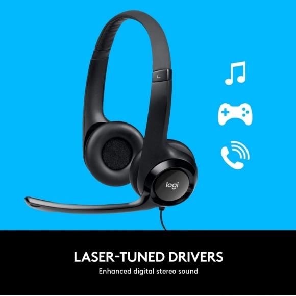 Logitech H390 wired headset for pc/laptop noise canceling microphone USB-A black - Picture 4 of 7